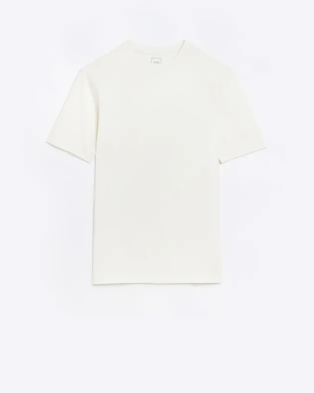 River Island Ecru muscle fit t-shirt< Essentials