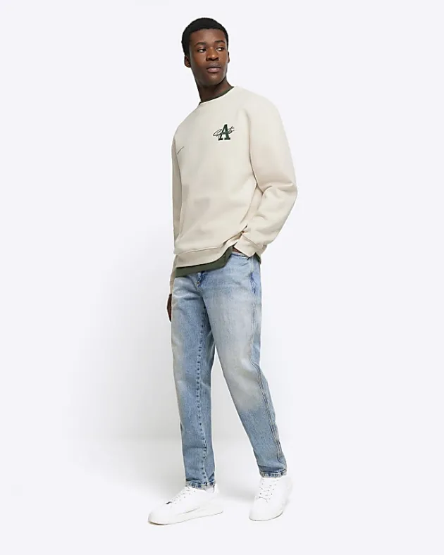 River Island Ecru regular fit graphic Aperton sweatshirt< Hoodies & Sweatshirts
