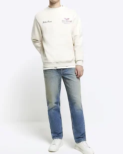 River Island Ecru regular fit graphic sweatshirt< Hoodies & Sweatshirts