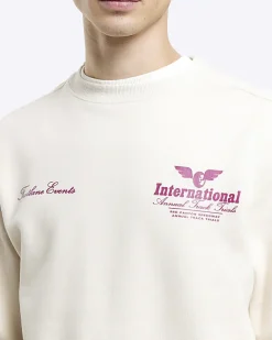 River Island Ecru regular fit graphic sweatshirt< Hoodies & Sweatshirts