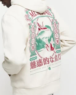 River Island Ecru regular fit Japanese graphic hoodie< Hoodies & Sweatshirts