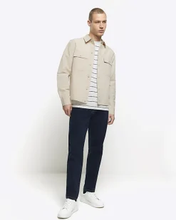 River Island Ecru regular fit linen blend smart overshirt< Shirts