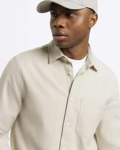 River Island Ecru regular fit linen blend shirt< Shirts