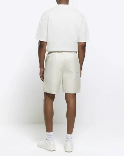 River Island Ecru regular fit pull on shorts< Shorts