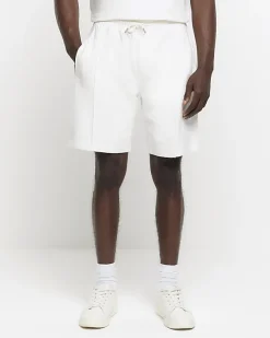 River Island Ecru regular fit textured smart shorts< Shorts