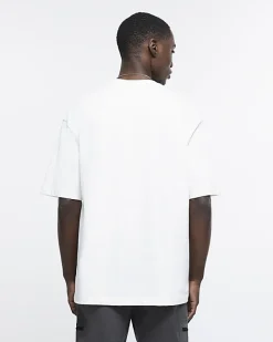 River Island Ecru RI Studio oversized fit t-shirt< Essentials