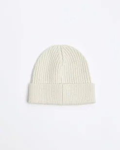 River Island Ecru rib beanie< Essentials
