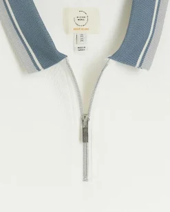 River Island Ecru slim fit taped half zip polo< Polo Shirts