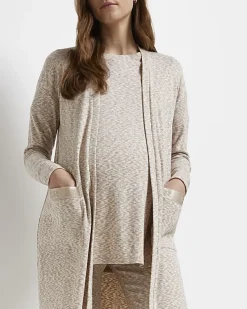 River Island Ecru space dye print maternity maxi cardigan< Maternity