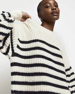 River Island Ecru stripe knit jumper mini dress< Dresses