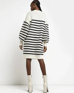 River Island Ecru stripe knit jumper mini dress< Dresses