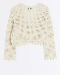 River Island Girls beige crochet cardigan< Jumpers & Cardigans