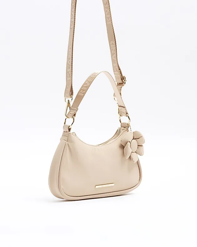 River Island Girls Beige Flower Shoulder Scoop Bag< Bags & Purses