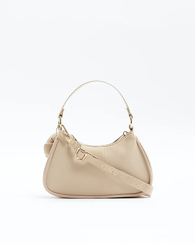 River Island Girls Beige Flower Shoulder Scoop Bag< Bags & Purses
