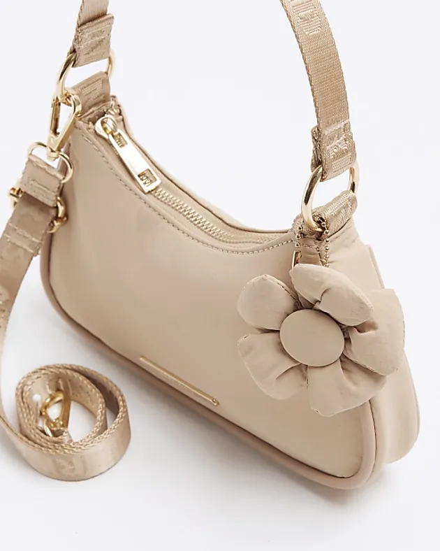 River Island Girls Beige Flower Shoulder Scoop Bag< Bags & Purses