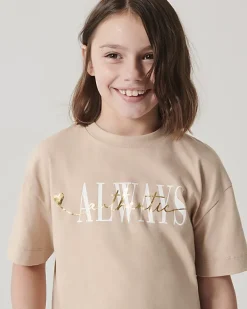 River Island Girls beige graphic crop t-shirt< Tops & T-shirts