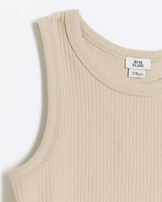 River Island Girls beige rib tank top< Tops & T-shirts