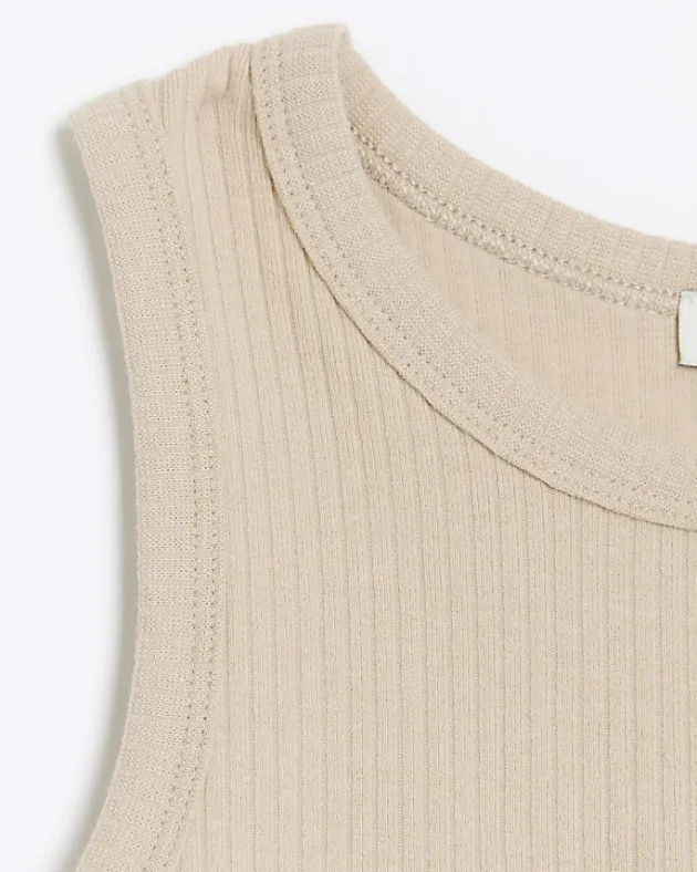 River Island Girls beige rib tank top< Tops & T-shirts