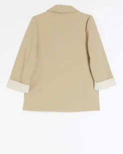 River Island Girls beige rolled sleeve blazer< Coats & Jackets