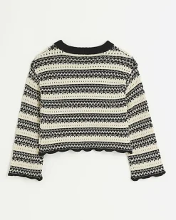 River Island Girls beige stripe knitted crop jumper< Jumpers & Cardigans
