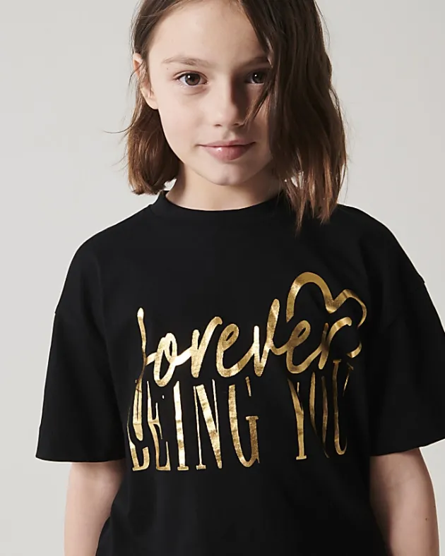 River Island Girls crop graphic t-shirt< Tops & T-shirts