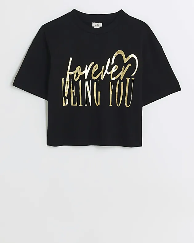 River Island Girls crop graphic t-shirt< Tops & T-shirts