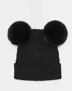 River Island Girls Double Pom Pom Beanie Hat< Accessories & Jewellery