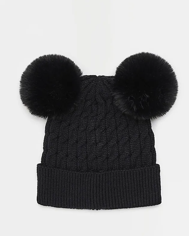 River Island Girls Double Pom Pom Beanie Hat< Accessories & Jewellery