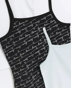 River Island Girls foil script vest 3 pack< Pyjamas & Underwear