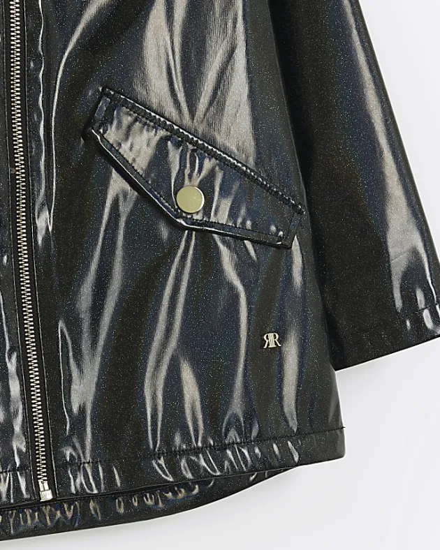 River Island Girls glitter hooded rain coat< Coats & Jackets