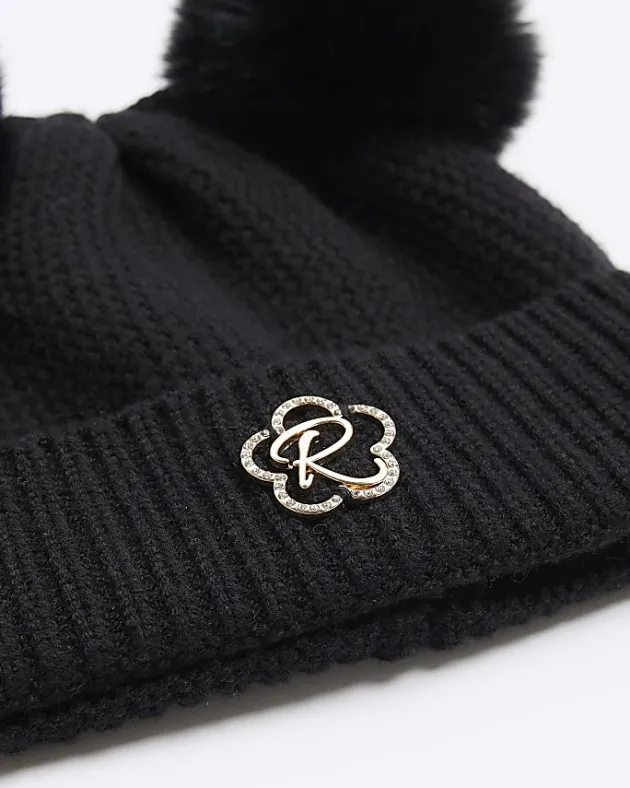 River Island Girls pom pom beanie hat< Accessories & Jewellery