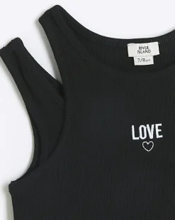 River Island Girls rib double strap tank top set< Sets & Outfits