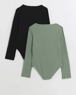 River Island Girls rib scoop bodysuit 2 pack< Tops & T-shirts