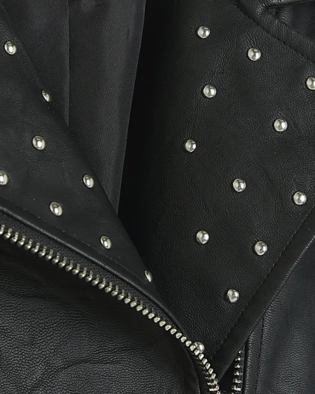 River Island Girls studded faux leather biker jacket< Coats & Jackets