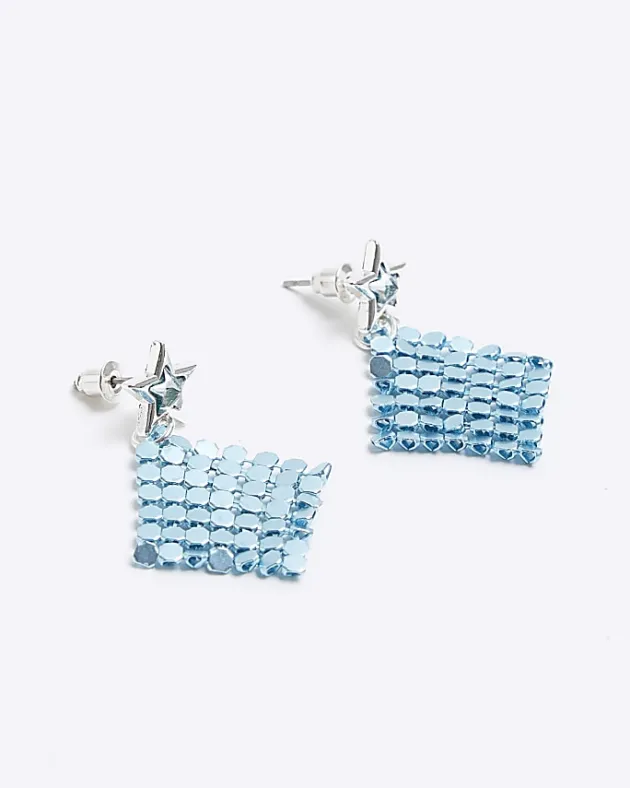 River Island Girls Blue Chainmail Earrings< Accessories & Jewellery