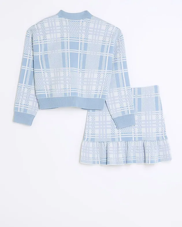 River Island Girls check knit cardigan and skirt set< Sets & Outfits