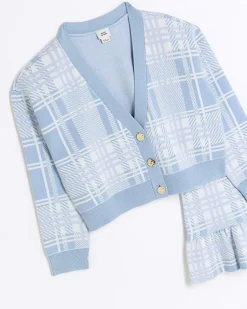 River Island Girls check knit cardigan and skirt set< Sets & Outfits