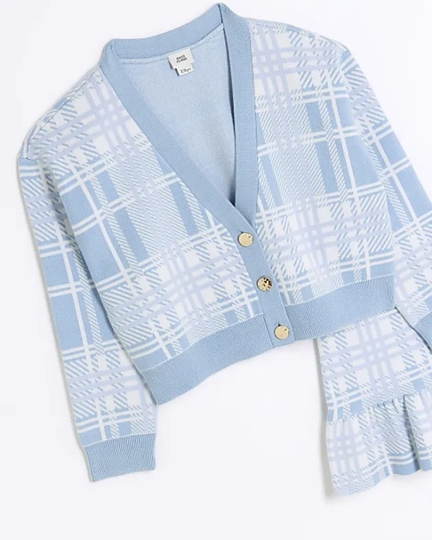 River Island Girls check knit cardigan and skirt set< Sets & Outfits
