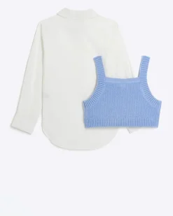 River Island Girls Embellished Knit Top and Shirt Set< Sets & Outfits