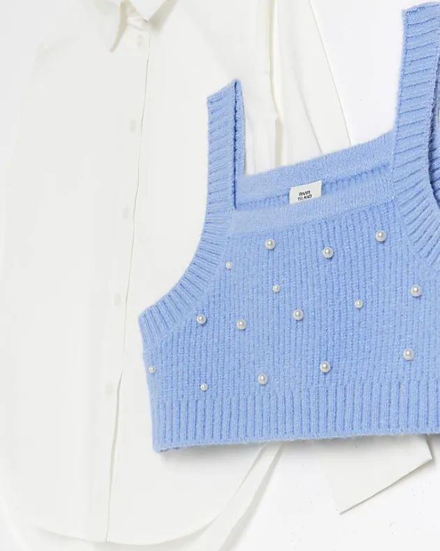 River Island Girls Embellished Knit Top and Shirt Set< Sets & Outfits