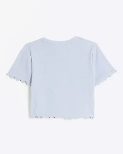 River Island Girls embroidered logo crop t-shirt< Tops & T-shirts