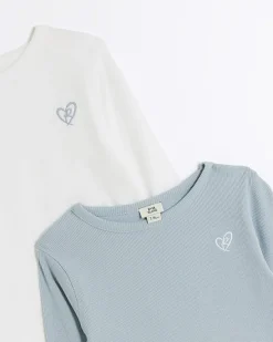 River Island Girls lettuce hem long sleeve top 2 pack< Multipacks