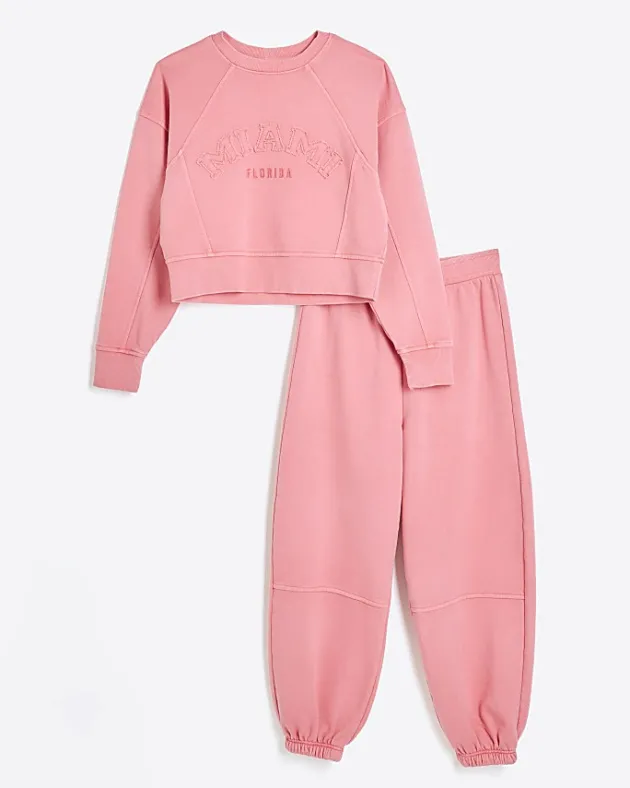River Island Girls coral sweatshirt and joggers set< Sets & Outfits