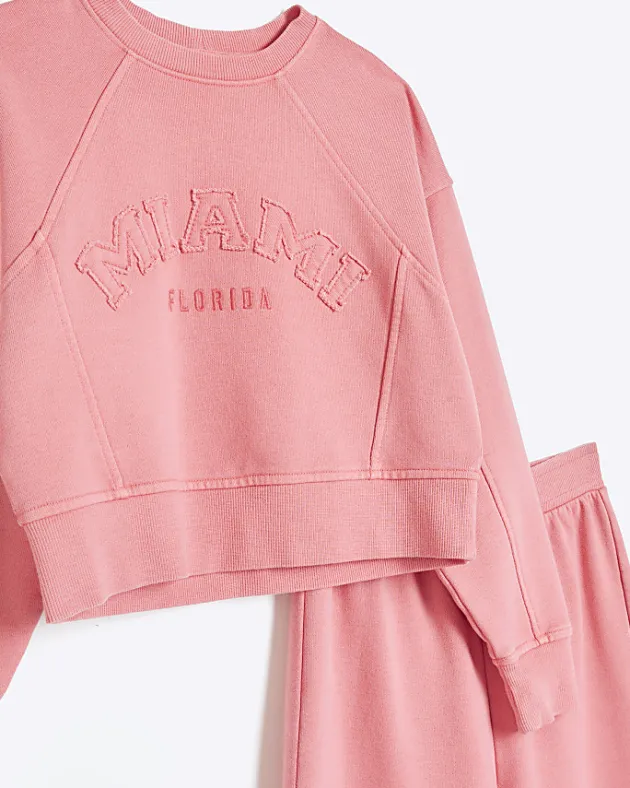 River Island Girls coral sweatshirt and joggers set< Sets & Outfits