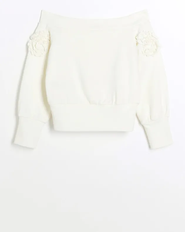River Island Girls flower bardot sweatshirt< Tops & T-shirts