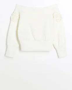 River Island Girls flower bardot sweatshirt< Tops & T-shirts