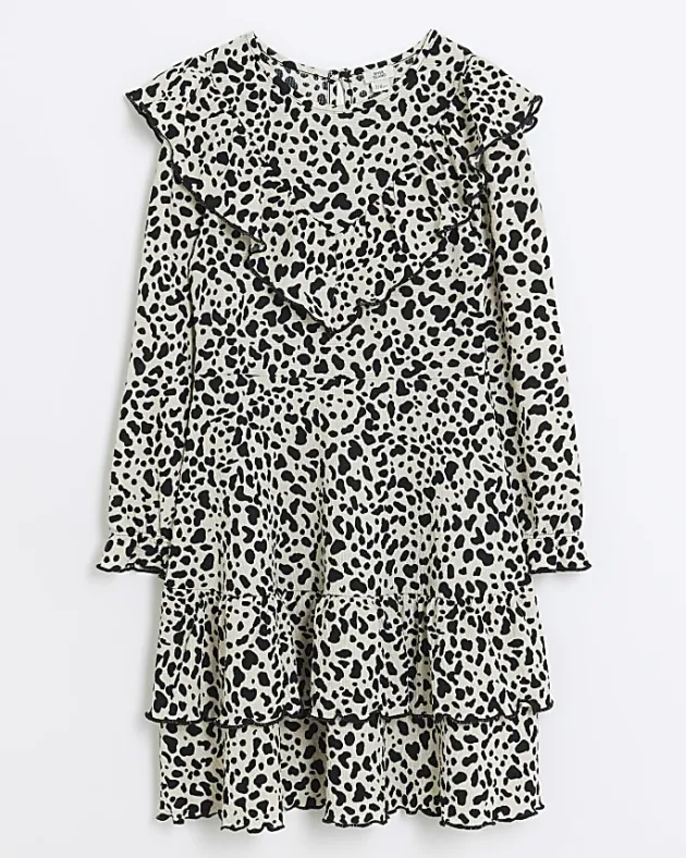 River Island Girls leopard print frill dress< Dresses