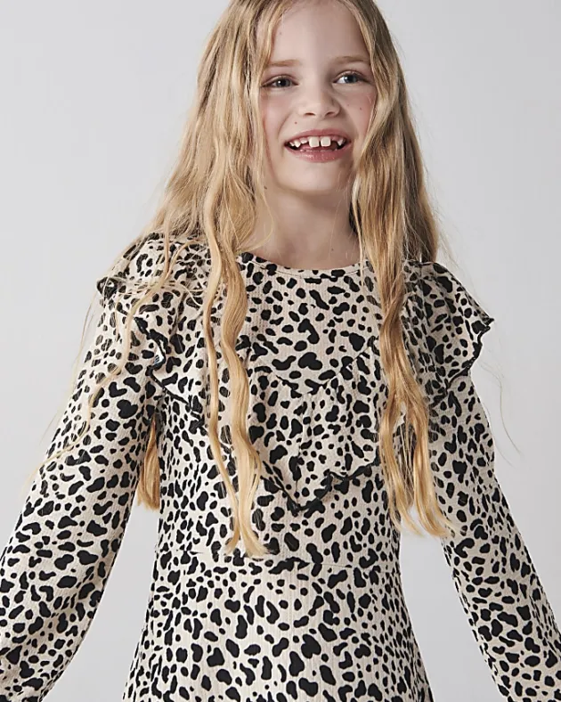 River Island Girls leopard print frill dress< Dresses