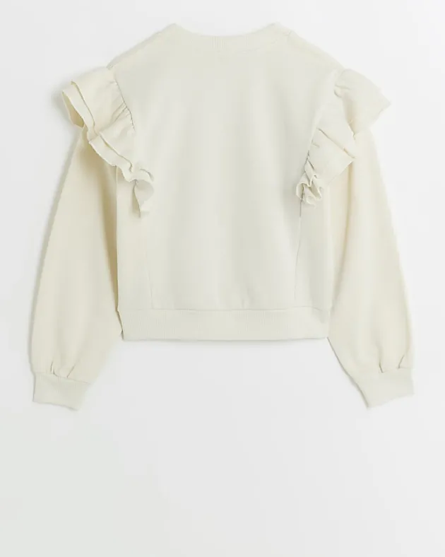 River Island Girls pink frill long sleeve sweatshirt< Tops & T-shirts