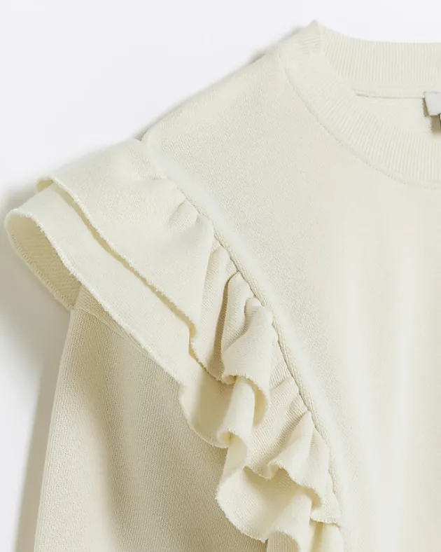 River Island Girls pink frill long sleeve sweatshirt< Tops & T-shirts